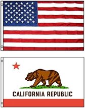 3&#39;x5&#39; California Polyester Flag &amp; American Us Embroidered Nylon Flag - £10.38 GBP