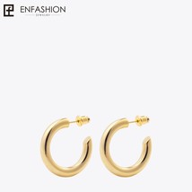 Small Hoop Earrings Solid Gold color Eternity Earings Stainless Steel Circle Ear - £41.83 GBP