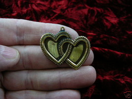 (b-heart-7) Heart shaped BRASS pin pendant brooch jewelry hearts - $12.99