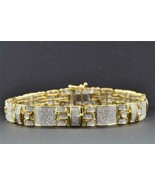 12Ct Round Diamond 14K Yellow Gold Over Men&#39;s Genuine Pave Set Link Brac... - €203,74 EUR