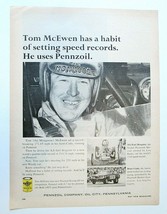 Vintage Pennzoil Motor Oil Ad &quot;Tom McEwen Has Habit of Setting Speed Rec... - $7.00