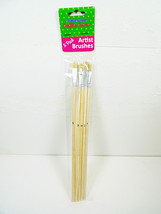 5 piece Art Brush Set Long Handle Pig Hair Bristles Artist Brushes Wood Handles - £5.17 GBP
