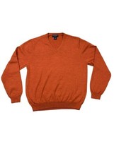 Brooks Brothers Sweater LARGE VNeck Wool Long Sleeve Knit Pullover Rust ... - $29.69
