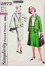 Women&#39;s SLENDERETTE SUIT Vintage 1960&#39;s Simplicity Pattern 2872 Size 40 ... - £11.77 GBP
