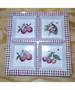 Pfaltzgraff Melamine (Plastic) 4 Section Square Serving Tray Cherries Ap... - €10,18 EUR