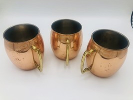 Genuine Copper Mugs Moscow Mule Drink Cups Set of 3 Scratched/Used Classic - £7.92 GBP