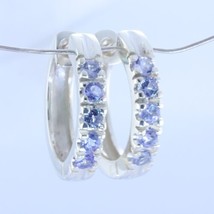 Earring Pair Light Blue Tanzanite Rounds Sterling Hinged Hoop Lock Design 610 - £128.33 GBP