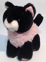 Animal Alley Black Cat Soft Plush Green Eyes Pink Curly Vest 2000 Toys R... - £31.43 GBP