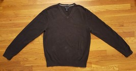 Land&#39;s End Men Man Black Long Sleeve L/S Pullover V-Neck Sweater M Mediu... - £19.97 GBP