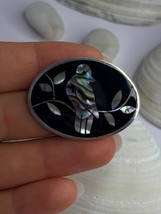 Vintage 925 Sterling Silver Abalone Bird Brooch  Length 1.10 inch - $2,770.88 MXN