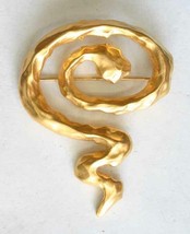 Fabulous Art Moderne Textured Gold-tone Squiggle Brooch 1980s vintage 2 1/2&quot; - £9.66 GBP