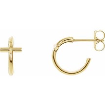 Cross Huggie Earrings in 14k Yellow Gold - £291.56 GBP