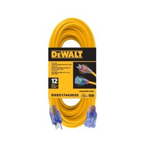 Dewalt Extension Cord Yellow Lighted 25&#39; 12/3 Sjtw - £64.51 GBP