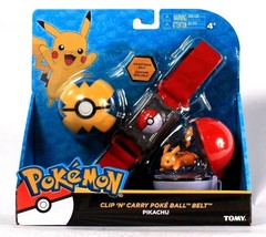 Tomy Pokemon Pikachu Clip N Carry Poke Ball Adjustable Belt Age 4 Years &amp; Up - £30.36 GBP