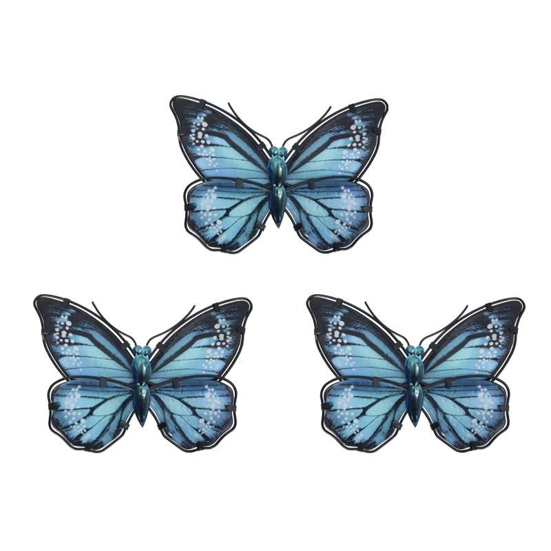 Handmade Blue Metal Butterfly Wall Art for Home and Garden Decoration Miniaturas