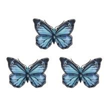 Handmade Blue Metal Butterfly Wall Art for Home and Garden Decoration Miniaturas - £46.31 GBP