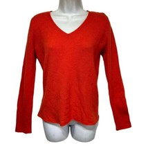 ATM Women&#39;s S 100% Cashmere V-Neck Long Sleeve Orange Pullover Sweater Size S - £27.05 GBP
