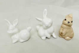 3 Vtg Porcelain Easter Bunny Figurines for Display or Village  - £15.81 GBP