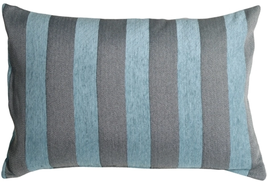 Brackendale Stripes Sea Blue Rectangular Throw Pillow 16x24, Complete with Pillo - £42.28 GBP