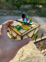 Stained Glass jewellery box, Treasure glass box, Butterfly jewellery box - $220.00