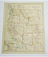 Antique 1877 Color Lithograph MAP OF WESTERN USA 12&quot; x 9&quot; Steinwehr CA O... - £7.07 GBP
