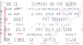 Vintage Pat Travers Ticket Stub Juillet 11 1986 Fort Lauderdale Florida - £32.15 GBP