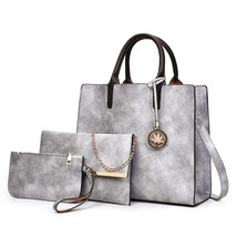 3PCS Women&#39;s Bag Set Fashion PU Leather Ladies Handbag Solid Color Messenger Bag - £43.49 GBP