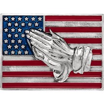 Authenticity Guarantee 
14K White Gold American Flag with Praying Hands Lapel... - £654.55 GBP