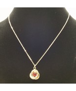 T Tahari Gold Tone Love Knot Princess Necklace With Faceted Red Rhinestone - £8.51 GBP