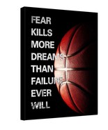 Inspirational Basketball Quote Fear Kills More Dreams Kid Canvas Wall Ar... - $323.05 MXN+