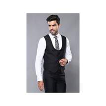 Men 3pc European Vested Suit WESSI by J.VALINTIN Extra Slim Fit JV9 Black corded image 4