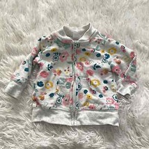 Carters Floral Bomber Sweatshirt Jacket Gray Full Zip Baby Girl 0-3M 0-3 Months - £7.80 GBP