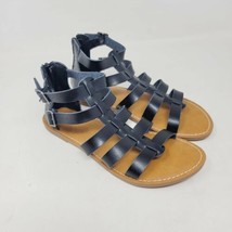 Amazon Essentials Womens Sandals Sz 6 M Gladiator Flats Leather Black - £20.97 GBP