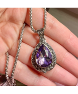 Amethyst Locket Poison Locket Hollow Locket 925 Stamped Sterling Silver - $64.35