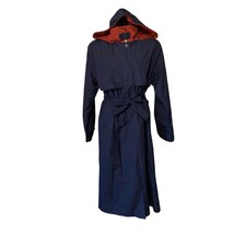 Vintage Investment Hooded Belted Trenchcoat Blue and Red Women&#39;s Size 10 - $55.71