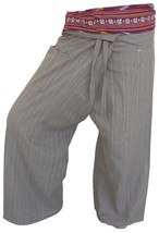 FIS02 grey - Yoga Sport Wrap Trousers Fisherman Thailand Cotton Fisherpa... - $19.99