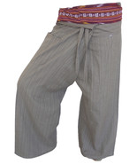 FIS02 grey - Yoga Sport Wrap Trousers Fisherman Thailand Cotton Fisherpa... - $19.99
