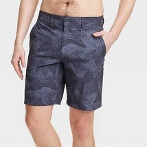 Men&#39;s 9&quot; Leaf Printed Hybrid Swim Shorts - Goodfellow &amp; Co Dark Gray 36 - £19.65 GBP