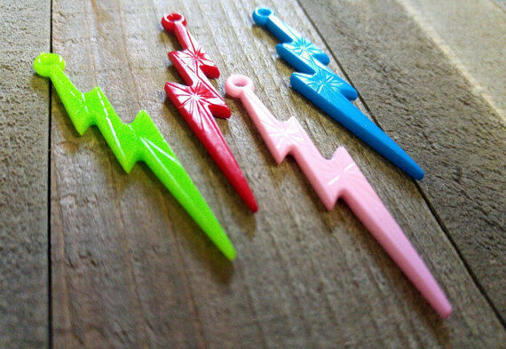 10 Lightning Charms Assorted Lot Acrylic Pendants Plastic Weather Findings - $1.11