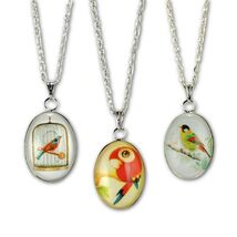SET OF 3 BIRD NECKLACES 3pcs Colorful 1&quot; Pendant Necklace Cute Fashion J... - €4,29 EUR