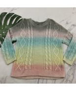 Unif Cake Sweater Size S Pastel Rainbow Stripe Oversize Pullover Cable Knit - $49.49