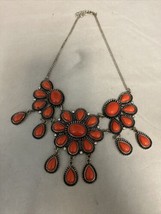 Huge Faux Coral Bib Necklace Coral Beads Large Necklace - £23.70 GBP