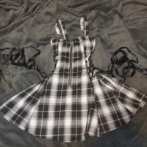 Dollskill Widow Cute Goth Emo Black White Checkered Dress M - £47.17 GBP