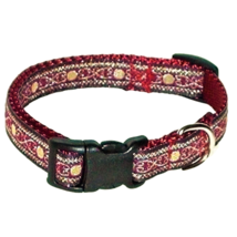 Handmade Burgundy Gold Black Jacquard Adjustable Nylon Web Dog Collar - £5.52 GBP+