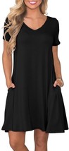 Lionstill Women&#39;s Casual Black T-Shirt Dress with Pockets - Size: L (12-14) - £13.93 GBP