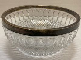 Vintage 8.5” Lead Crystal Glass Bowl With Silver Plated Rim  - £15.09 GBP