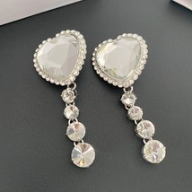 Fashion Jewelry Wedding Party Heart Crystal Diamond Drop Pendant Earrings for Wo - £57.47 GBP