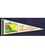 Vtg OKLAHOMA Pennant-23.5&quot;-Triangle Flag Banner-White-Buffalo Indian Pio... - $644.07 MXN