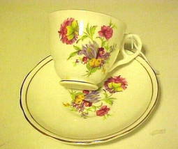 Royal Stafford Teacup Cup &amp; Saucer England Bone China Floral Pattern - £17.31 GBP
