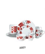 Pfaltzgraff Liana 6-Piece Red Floral Stoneware Coffee Mug Set Dishwasher... - $38.89 CAD